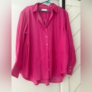 Anthropologie Vibrant Pink Button-Down Shirt